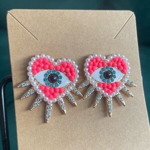 Heart Evil Eye Earrings